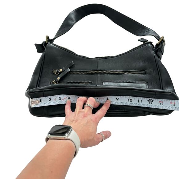 HOBO INTERNATIONAL BLACK LEATHER SHOULDER BAG CASUAL CLASSIC 13"x 8" - Picture 9 of 12